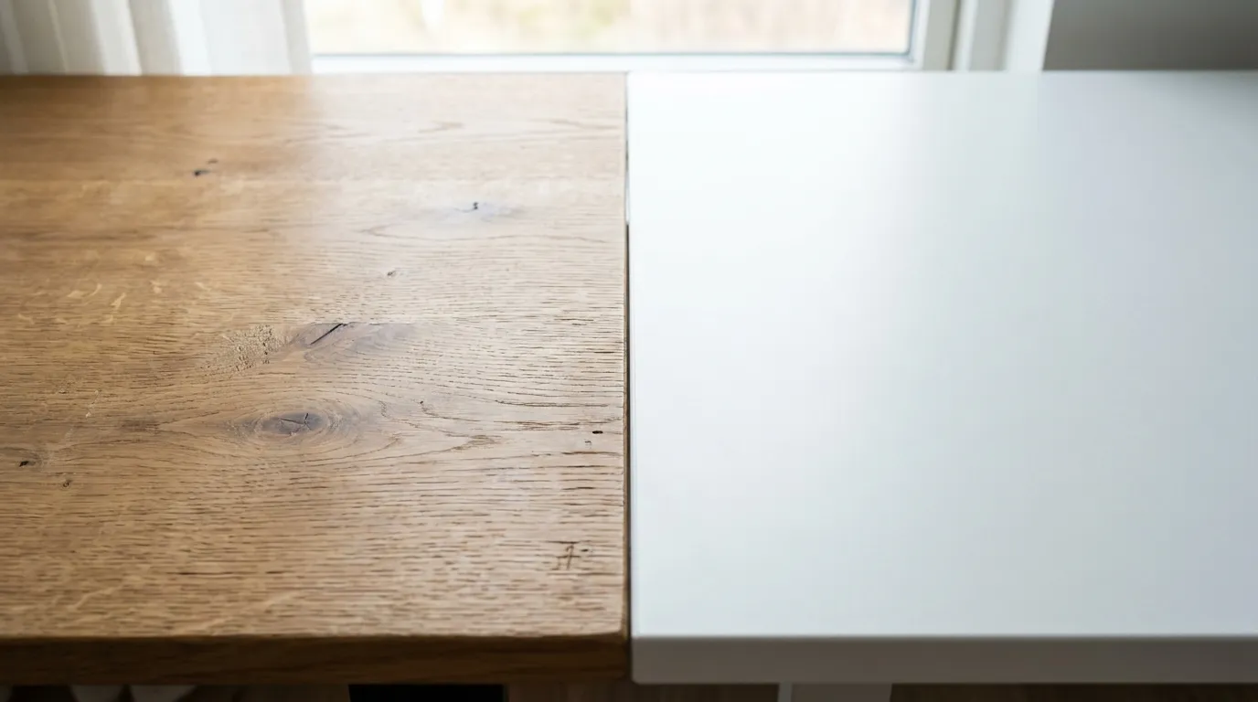 Perbandingan meja kantor bahan kayu solid dan partikel board
