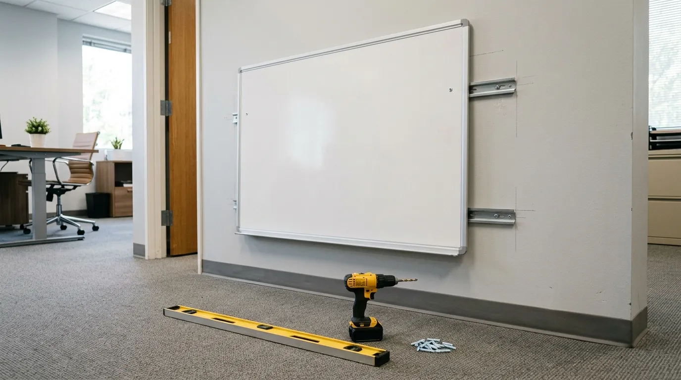 Panduan memasang whiteboard kantor yang aman di dinding, dari memilih bracket sesuai jenis dinding hingga menguji kestabilan sebelum digunakan.