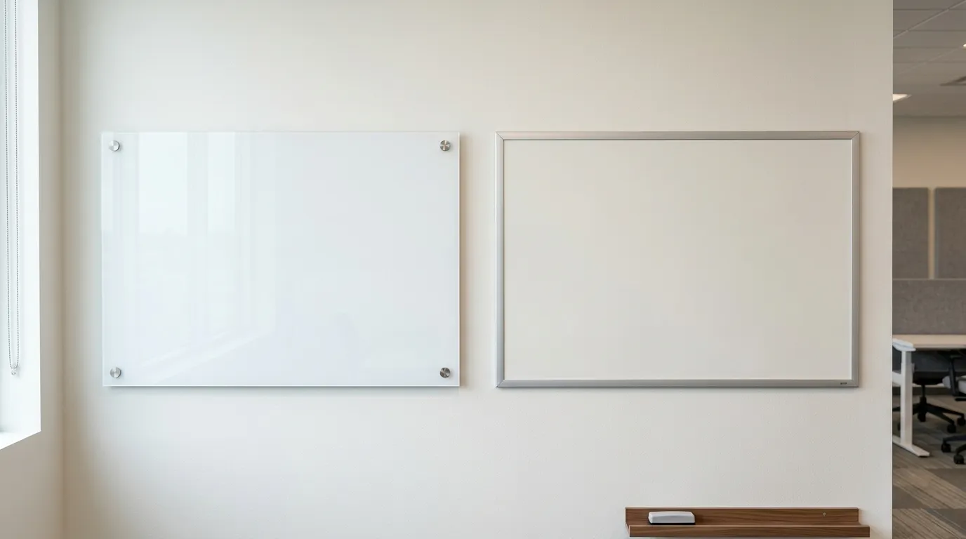 Perbandingan whiteboard kaca dan whiteboard biasa di dinding kantor