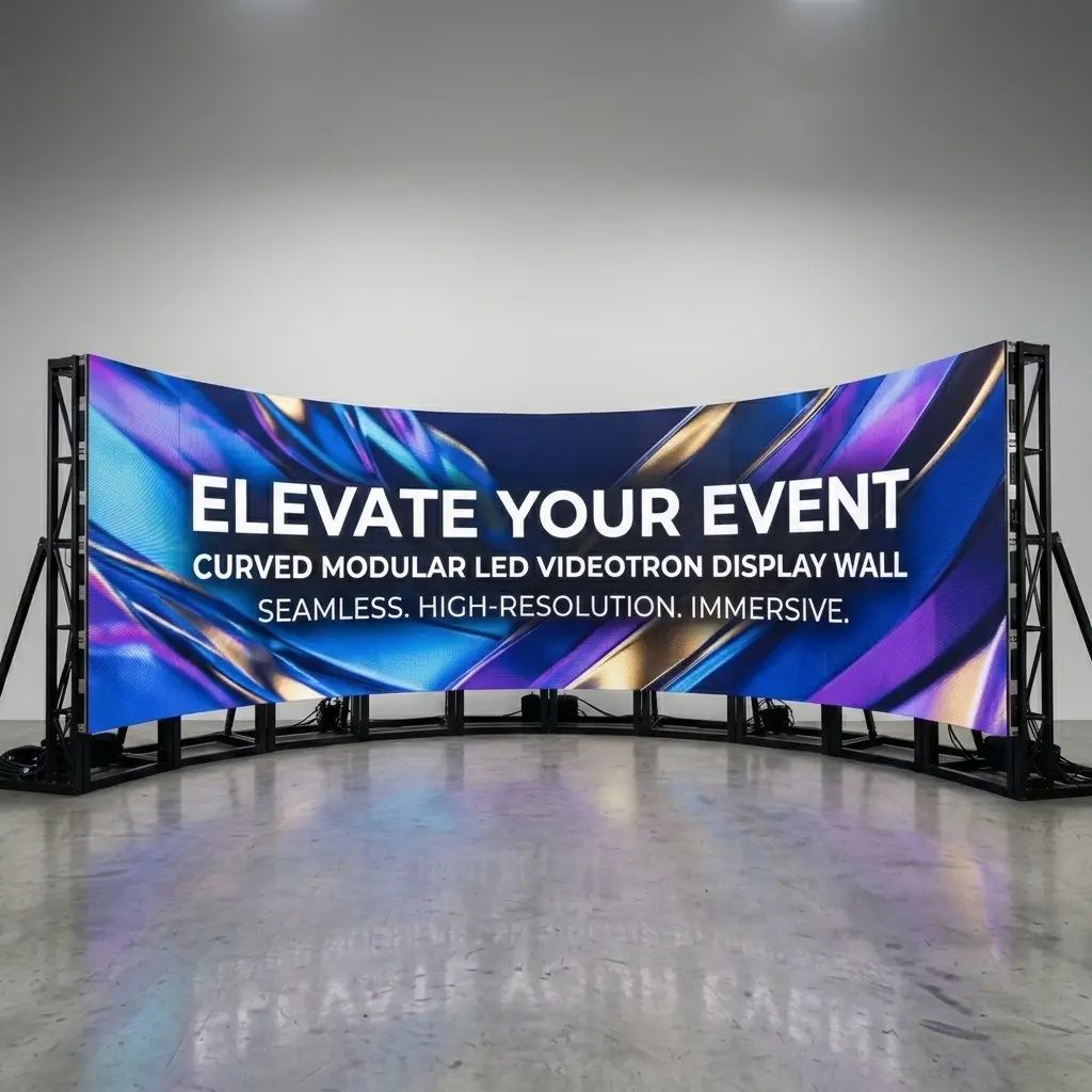 Videotron modular melengkung curved LED screen untuk instalasi artistik instansi
